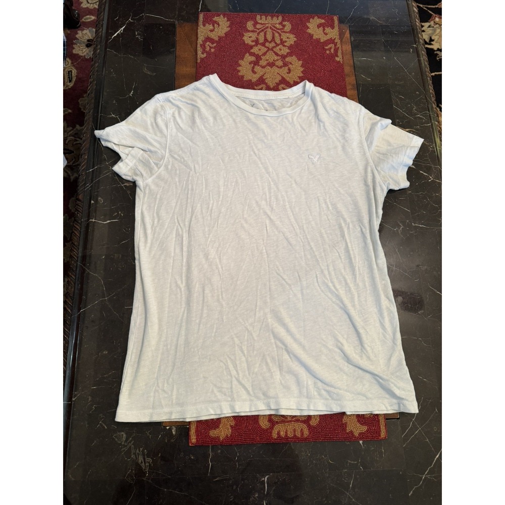 American Eagle T Shirt Mens Size M White Legend T Classic Fit Slub Knit Logo
